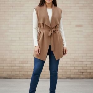 Laura Ashley Brown Sleeveless Cardigan